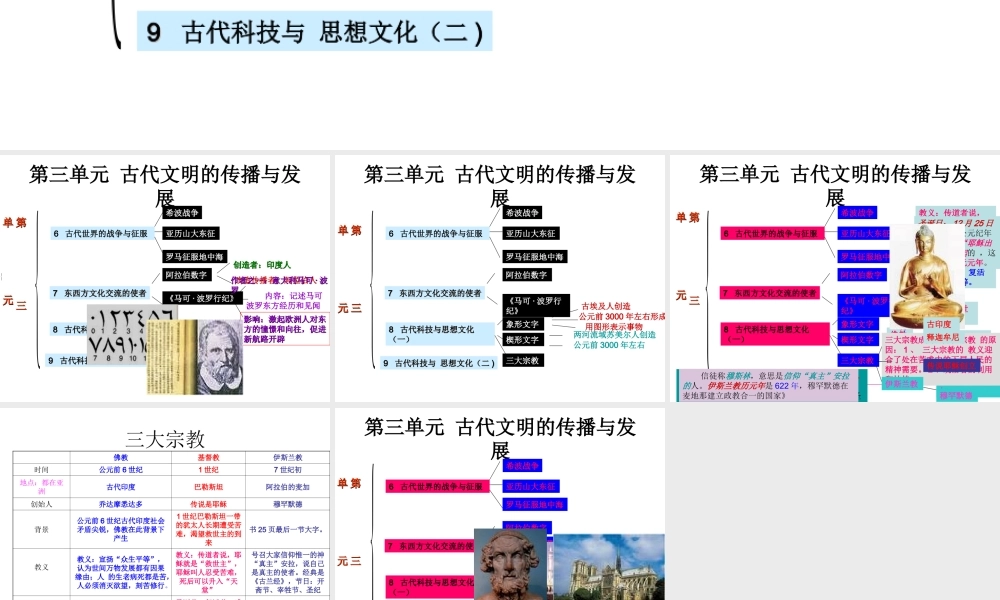 九年级历史上册 第三单元(古代文明的传播与发展)课件 人教新课标版 课件