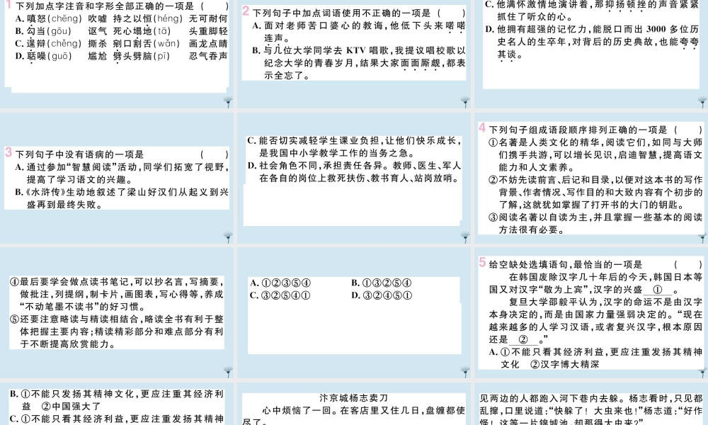 (江西专版)九年级语文上册 第六单元 21 智取生辰纲作业课件 新人教版 课件