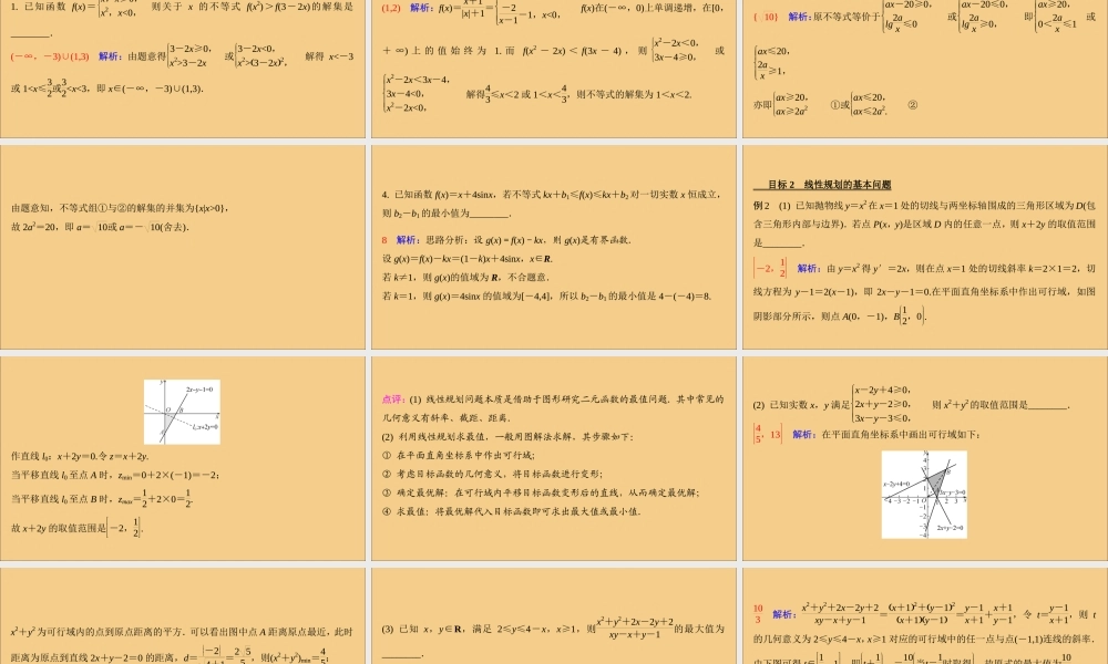 (江苏专用)版高考数学二轮复习 微专题六 解不等式及线性规划课件 苏教版 课件