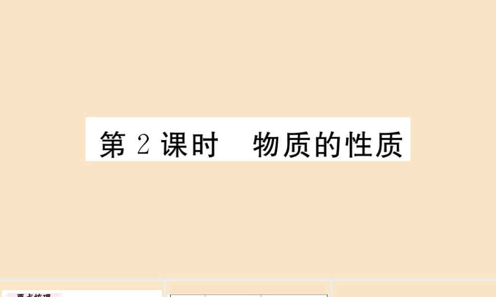 (湖北专版)九年级化学上册 第一单元 走进化学世界 课题1 物质的变化和性质 第2课时 物质的性质作业课件 (新版)新人教版 课件