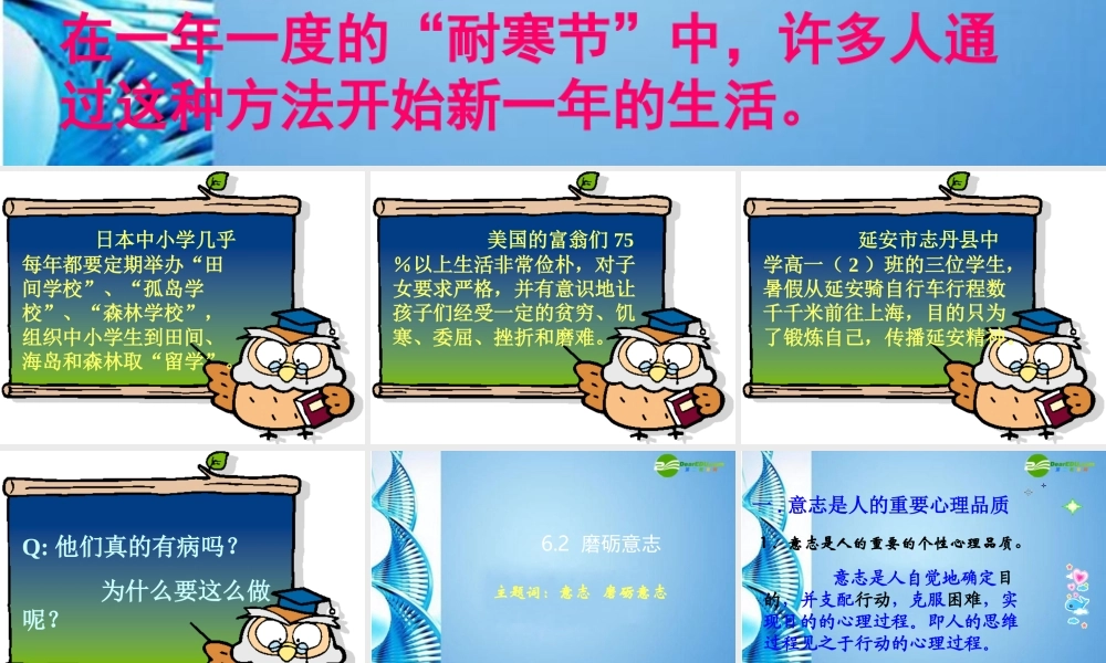 七年级政治下册 磨砺意志(正式)课件 粤教版 课件