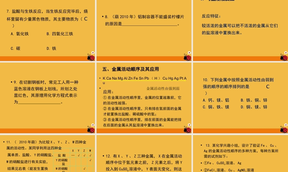 九年级化学 第八单元复习课件 人教新课标版 课件