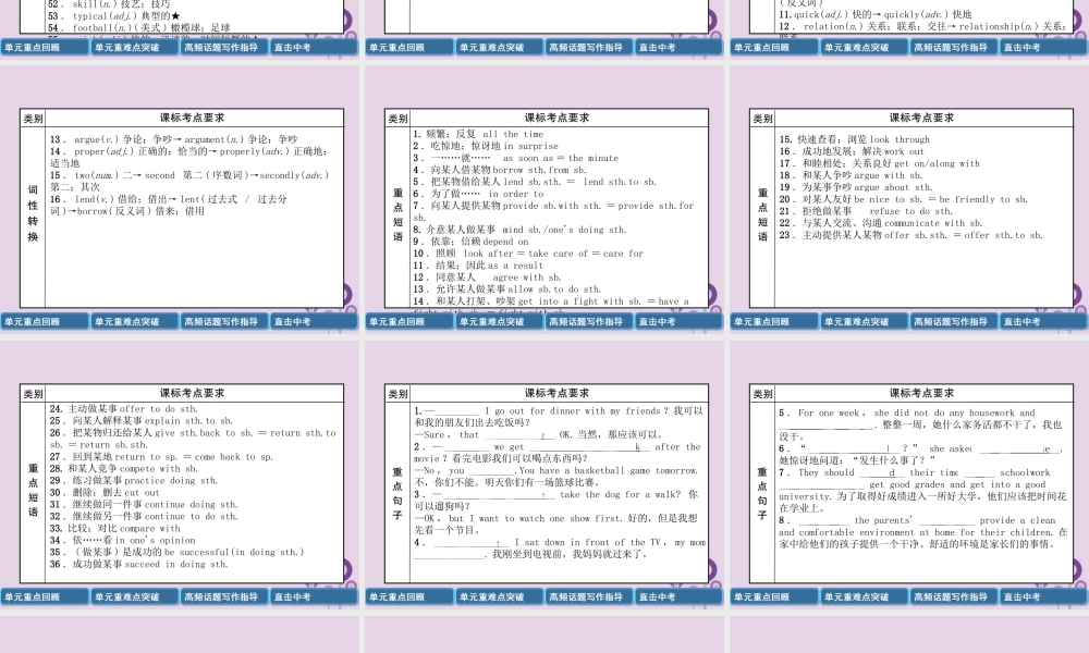 中考英语总复习 第一篇 教材知识梳理篇 八下 Units 3 4(精讲)课件