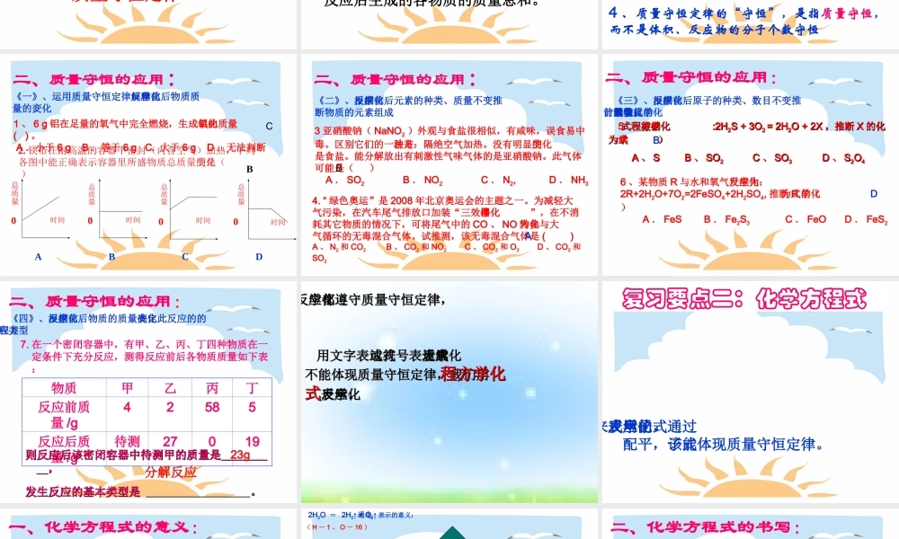 九年级化学(化学方程式) 复习课件