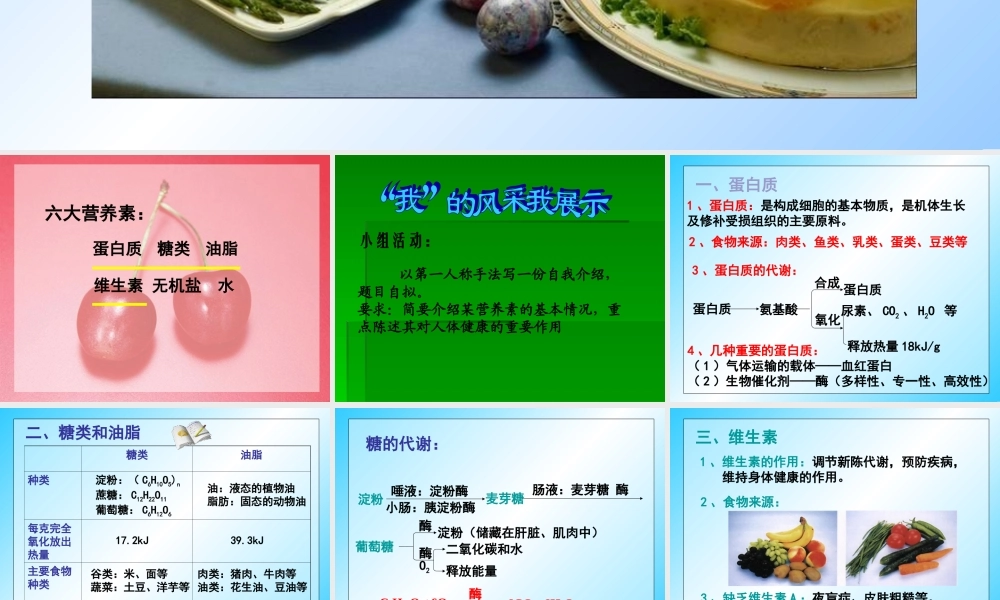 九年级化学下册第十二单元课题1 人类重要的营养物质(课件)人教新课标 课件