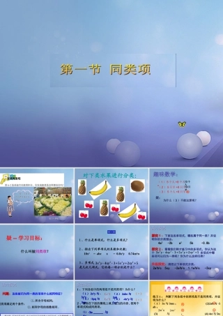 七年级数学上册 3.4 整式的加减 3.4.1 同类项教学课件1 (新版)华东师大版 课件