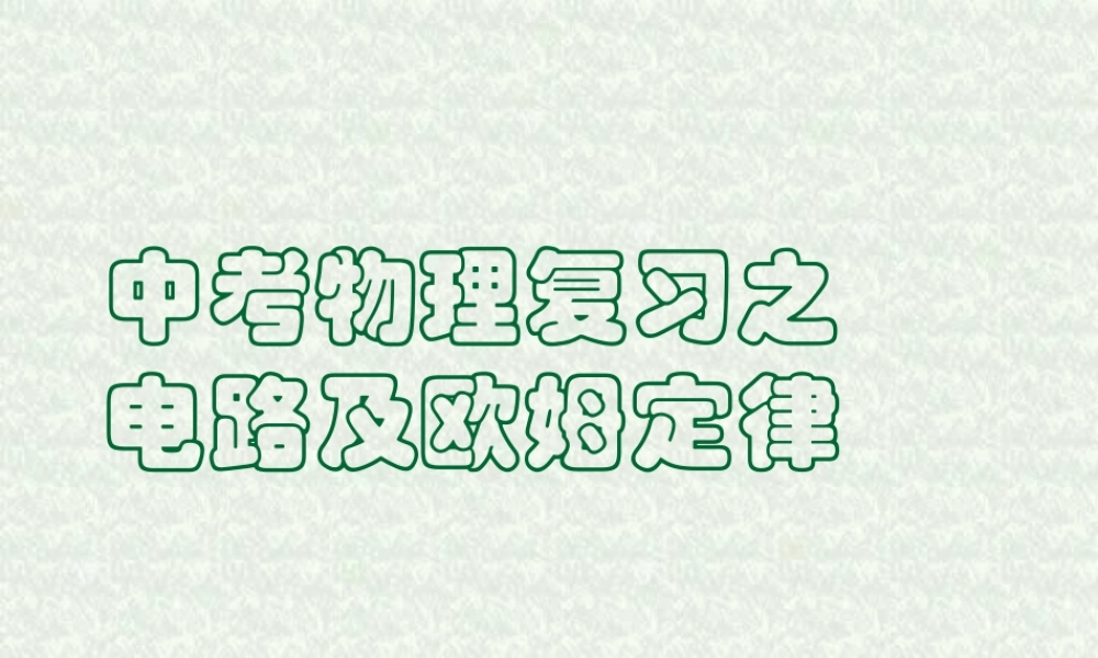 中考物理复习 电路及欧姆定律 新课标 试题