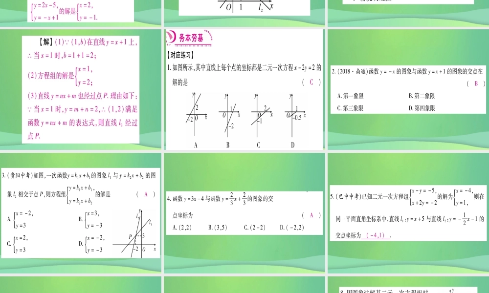 (江西专用)八年级数学上册 第5章 二元一次方程组 5.6 二元一次方程与一次函数作业课件 (新版)北师大版 课件