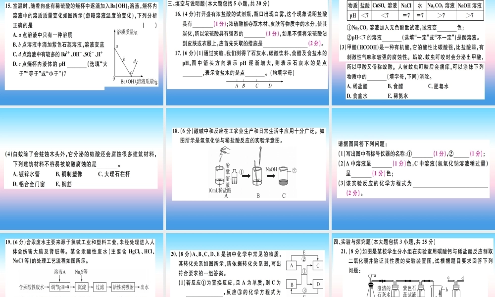 九年级化学下册 第十单元 酸和碱检测卷习题课件 (新版)新人教版 课件