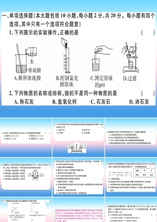 九年级化学下册 第十单元 酸和碱检测卷习题课件 (新版)新人教版 课件