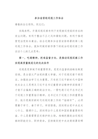 参加省委轮巡视工作体会