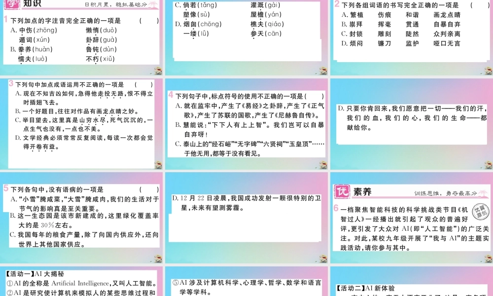 (贵州专版)九年级语文上册 第五单元 造宣言作业课件 新人教版 课件