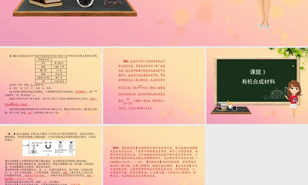 九年级化学 重点题目精讲 第十二单元 化学与生活课件 (新版)新人教版 课件