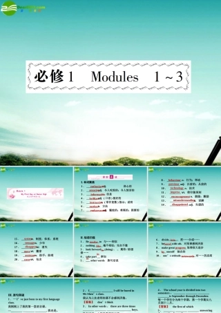 (陕西)(龙门亮剑)高三英语一轮课件 Modules1 外研版必修1 课件