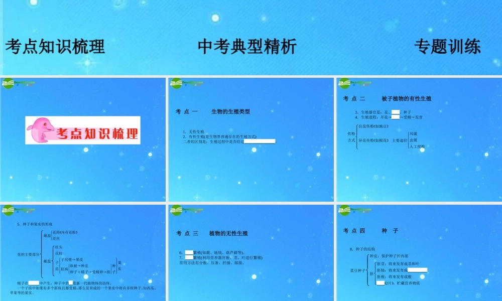 中考科学复习课件 专题7　植物的生殖与发育 浙教版 课件