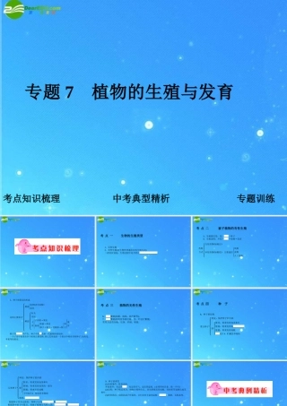 中考科学复习课件 专题7　植物的生殖与发育 浙教版 课件