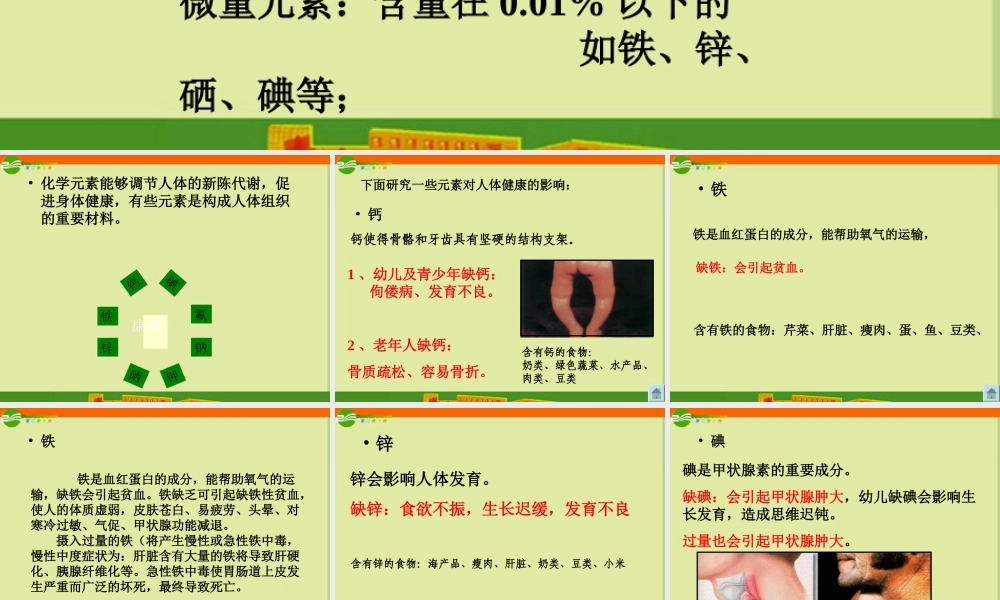 九年级化学(化学元素与人体健康)课件 人教新课标版 课件