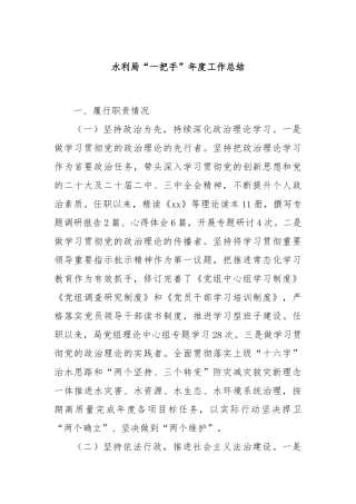 水利局“一把手”年度工作总结