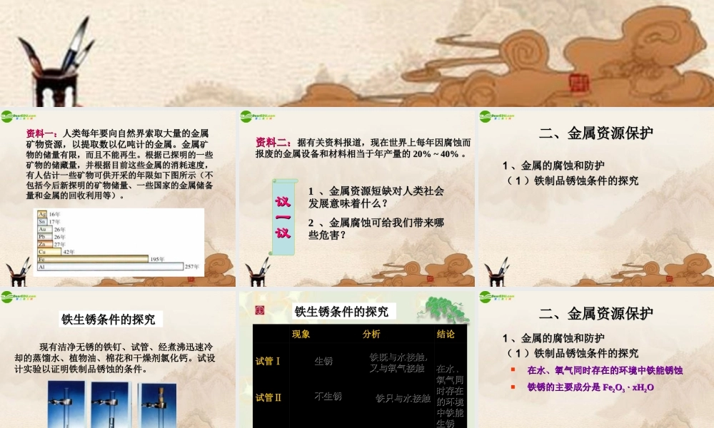 九年级化学下册(金属资源的利用和保护)(二)课件 人教新课标版 课件