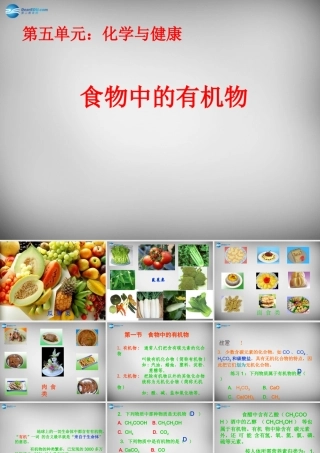 九年级化学全册 第11单元 第1节(食物中的有机物)课件 鲁教版五四制 课件