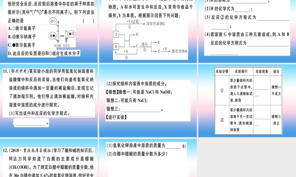 九年级化学下册 第十单元 酸和碱 课题2 第1课时 中和反应习题课件 新人教版 课件
