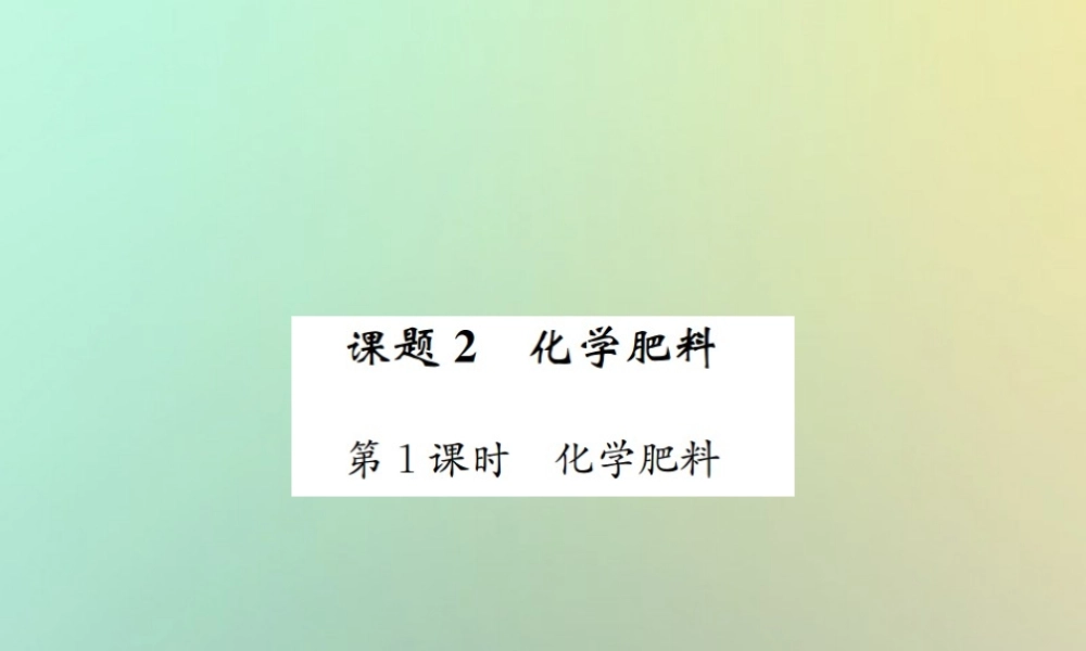 九年级化学下册 第十一单元 盐 化肥 课题2 化学肥料 第1课时 化学肥料课件 (新版)新人教版 课件