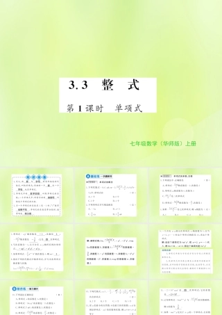 七年级数学上册 第3章 整式的加减 3.3 整式 第1课时 单项式习题课件 (新版)华东师大版 课件