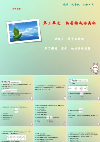 九年级化学上册 第3单元 物质构成的奥秘 课题2 原子的结构 第2课时 离子 相对原子质量作业课件 (新版)新人教版 课件