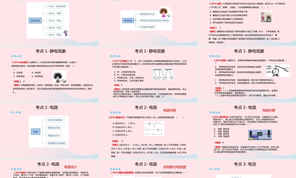 中考物理二轮满分冲刺重难点 14 简单电路课件