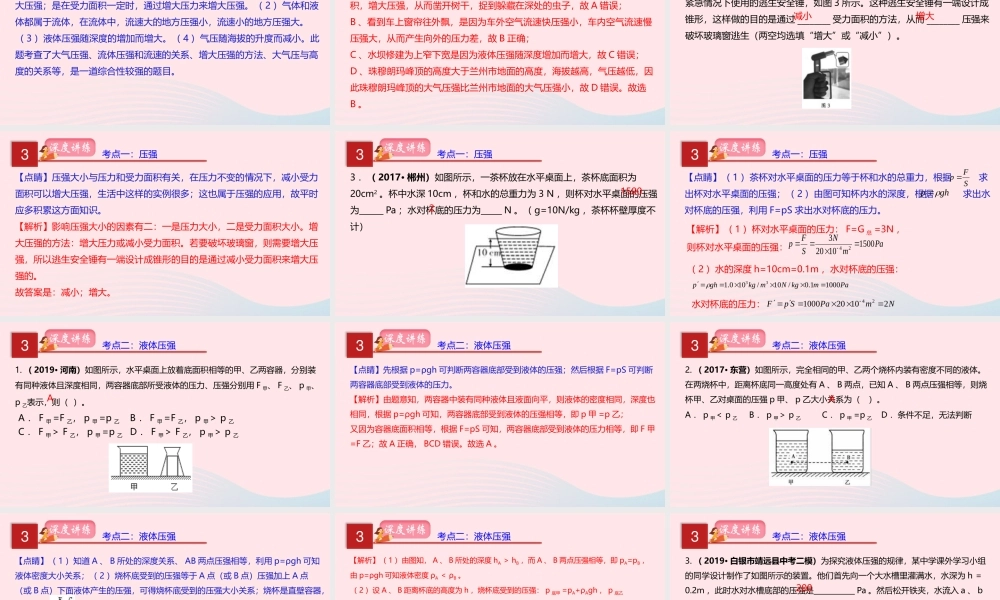 中考物理一轮复习 专题10 压强课件