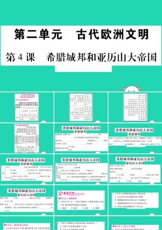 九年级历史上册 第2单元 古代欧洲文明 第4课 希腊城邦和亚历山大帝国习题课件 新人教版 课件