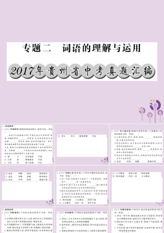 (贵州专版)中考语文复习 第二轮 第一部分 语言积累与运用 专题二 词语的理解与运用真题汇编课件