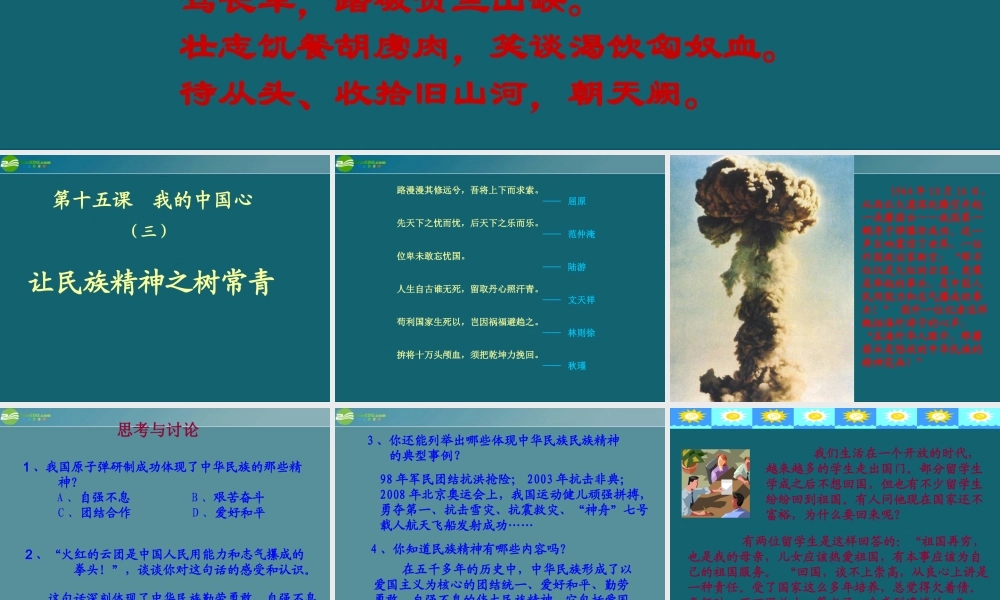 七年级政治下册 让民族精神之树常青课件 陕教版 课件