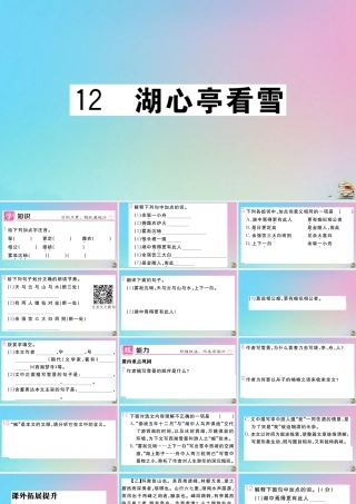 (贵州专版)九年级语文上册 第三单元 12 湖心亭看雪作业课件 新人教版 课件
