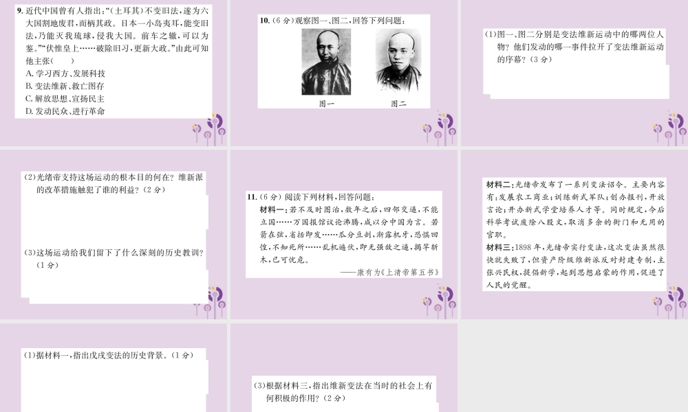 (河南专版)八年级历史上册 第二单元 近代化的早期探索与民族危机的加剧 第6课 戊戌变法课件 新人教版 课件