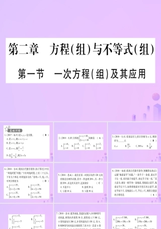 (云南专用)中考数学 第一轮 考点系统复习 第2章 方程(组)与不等式(组)第1节 一次方程(组)及其应用作业课件