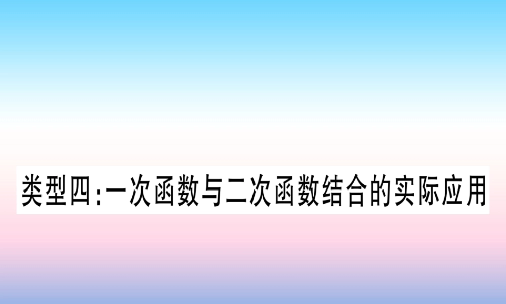 (湖北专版)中考数学总复习 第2轮 中档题突破 专项突破3 实际应用与方案设计 类型4 一次函数与二次函数结合的实际应用习题课件
