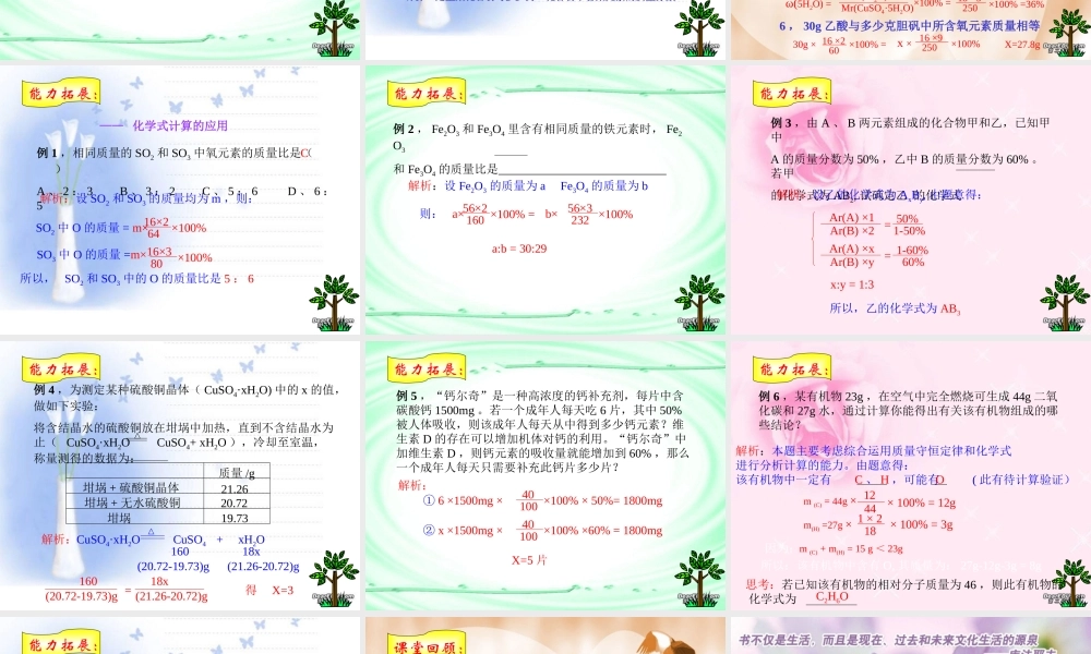 九年级化学有关化学式的计算 上教版 课件