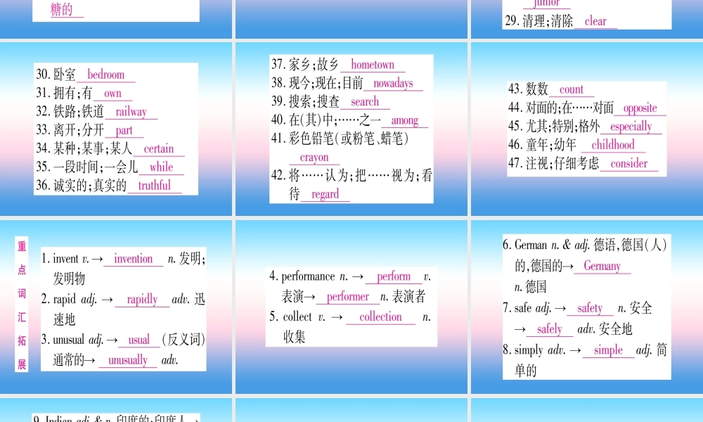 (湖北专用版)版中考英语复习 第一篇 教材系统复习 考点精讲十五 八下 Units 9 10实用课件