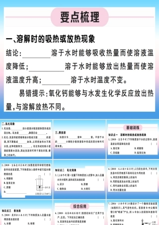 九年级化学下册 第九单元 溶液 第2课时 溶解时的热量变化及乳化现象习题课件 (新版)新人教版 课件