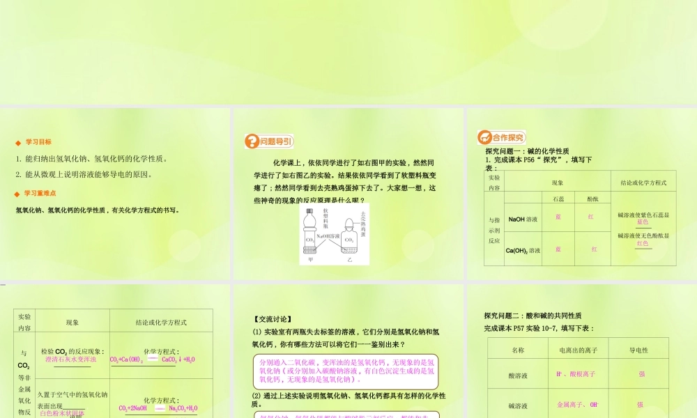九年级化学下册 第十单元 酸和碱 课题1 常见的酸和碱(第4课时)高效课堂课件 (新版)新人教版 课件