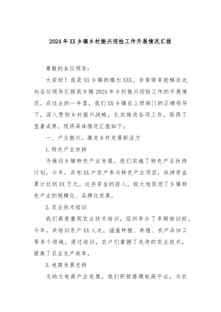 2024年XX乡镇乡村振兴迎检工作开展情况汇报