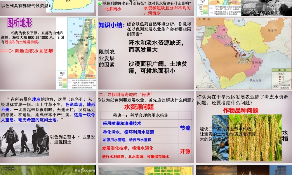 七年级历史与社会上册 第三单元 第5课 第2框(沙漠绿洲—以色列)课件1 人教版 课件