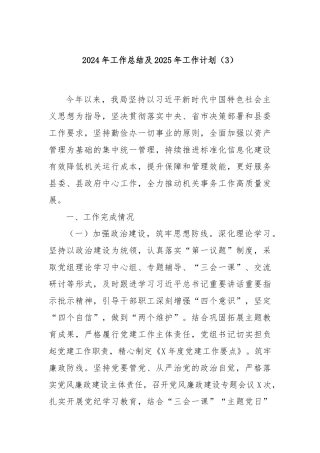2024年工作总结及2025年工作计划（3）
