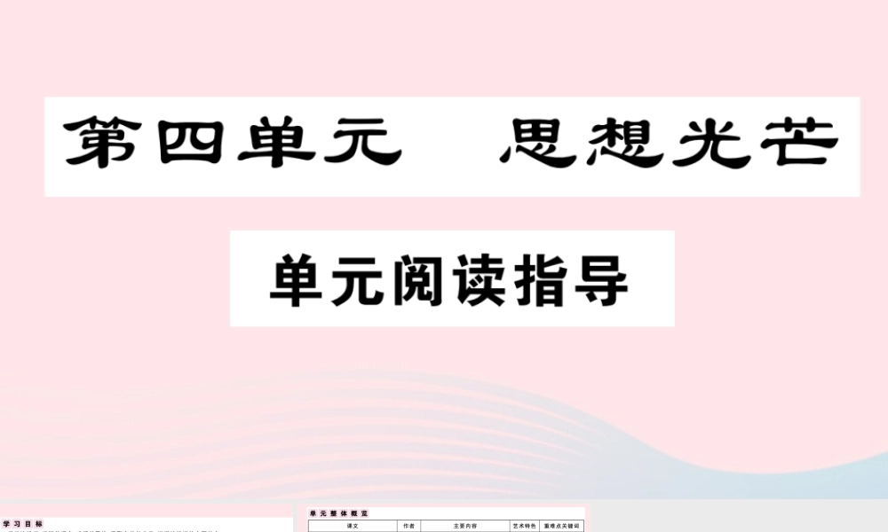 (通用版)八年级语文下册 第四单元阅读指导习题课件 新人教版 课件