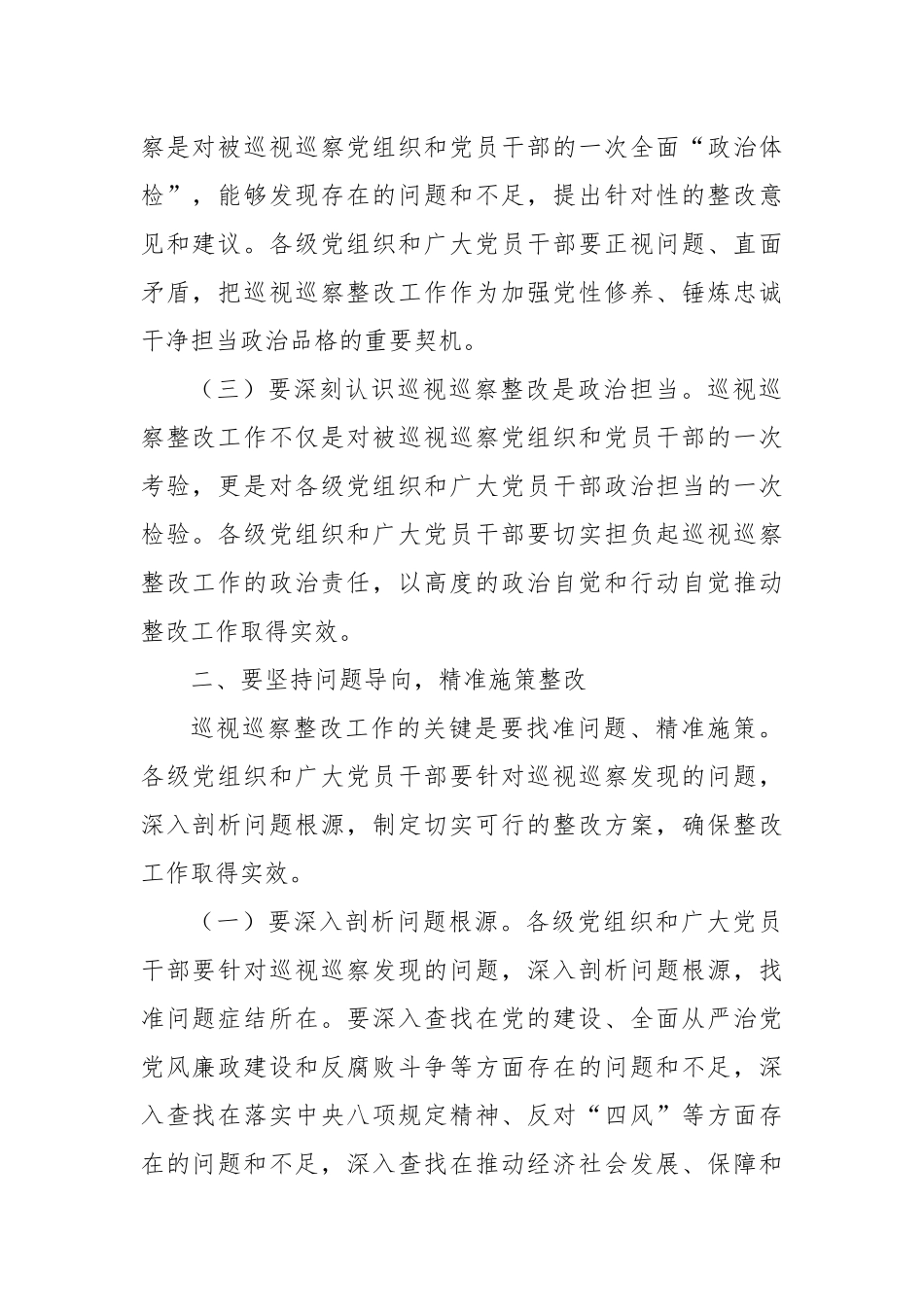 纪委副书记在2024年全市巡视巡察持续整改工作推进会上的讲话_第2页