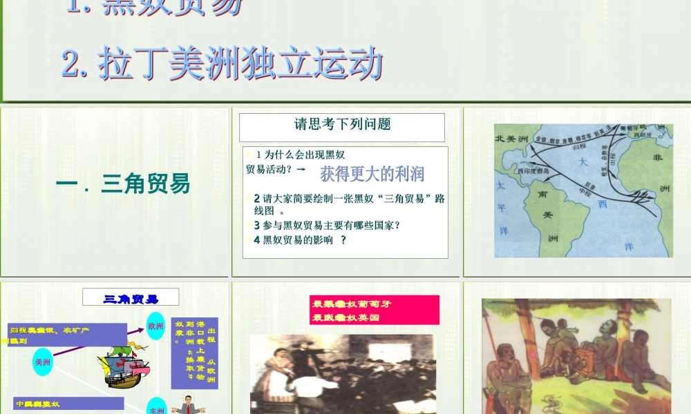 九年级历史上册 第黑奴贸易和拉丁美洲的社会变迁)课件 华东师大版 课件