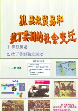 九年级历史上册 第黑奴贸易和拉丁美洲的社会变迁)课件 华东师大版 课件