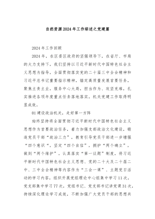 自然资源2024年工作综述之党建篇