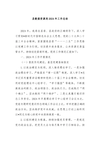 县数据资源局2024年工作总结